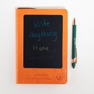 Cuaderno de notas de intención - Pantalla de borrado LCD - Efecto cuero naranja - Hoja de latón - 80 hojas