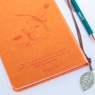 Cuaderno de notas de intención - Pantalla de borrado LCD - Efecto cuero naranja - Hoja de latón - 80 hojas