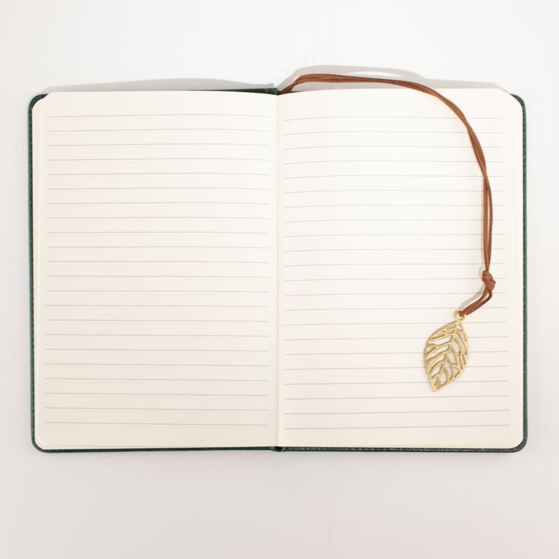 Cuaderno de Intenciones - Pantalla LCD de limpieza - Efecto cuero verde - Hoja de latón - 80 hojas