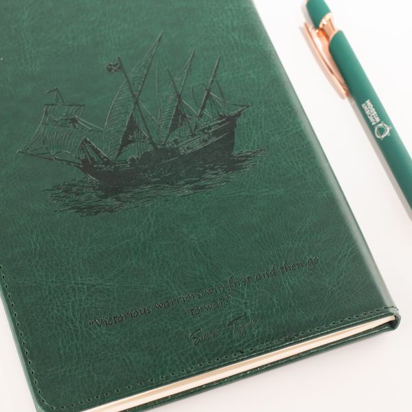 Cuaderno de Intenciones - Pantalla de limpieza LCD - Efecto piel verde - Hoja de latón - 80 hojas
