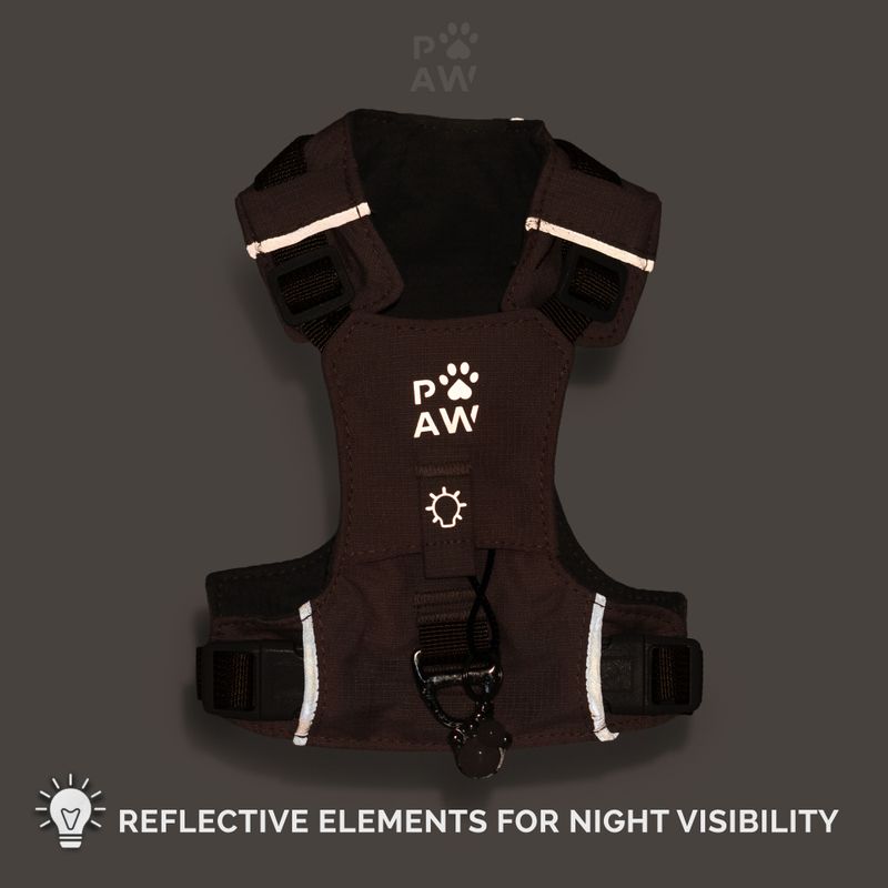 PAW - XS (2-4 kg) Arnés de paso para perros Guardian con malla reflectante - Rock Grey - Black Obsidian Charm
