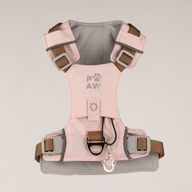 PAW - S (4-8 kg) Arnés de paso para perros Guardian con malla reflectante - Rosa suave - Colgante de cuarzo rosa