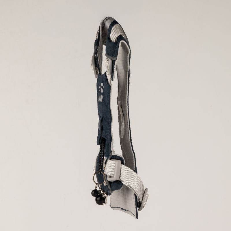 PAW - S (4-8 kg) Arnés de paso para perros Guardian con malla reflectante - Gris roca - Colgante de obsidiana negra