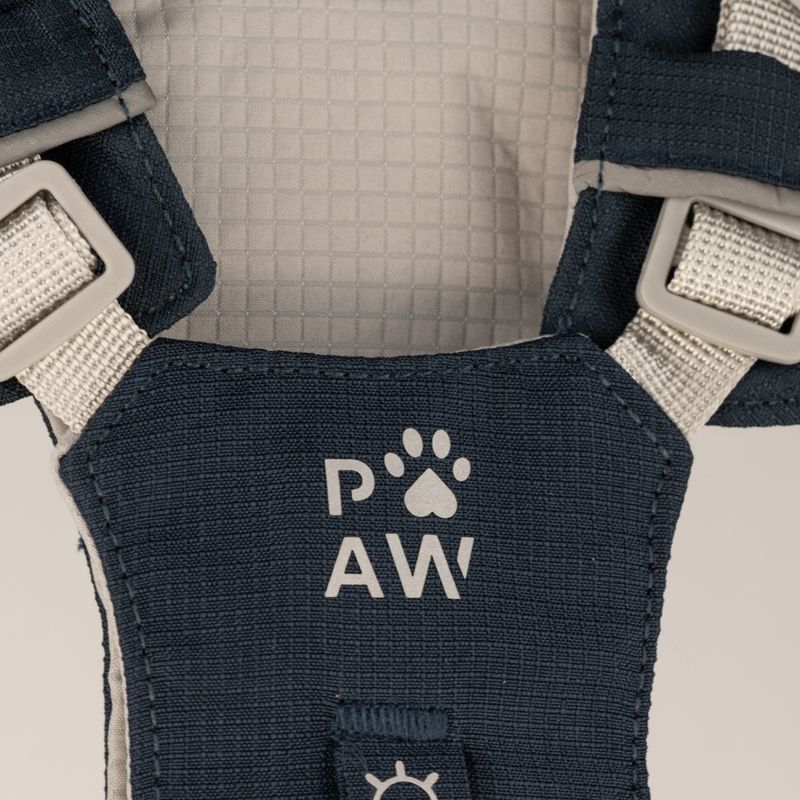 PAW - S (4-8 kg) Arnés de paso para perros Guardian con malla reflectante - Gris roca - Colgante de obsidiana negra