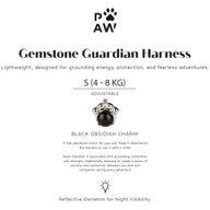 PAW - S (4-8 kg) Arnés de paso para perros Guardian con malla reflectante - Gris roca - Colgante de obsidiana negra