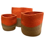 Juego de 3 cestas de almacenamiento de cuerda de algodón - blanco