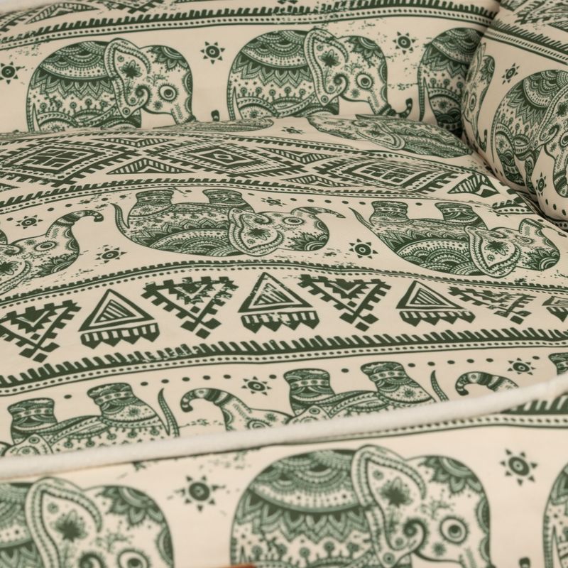 Cama para patitas - Elefante afortunado - Verde - 60x50x14 cm