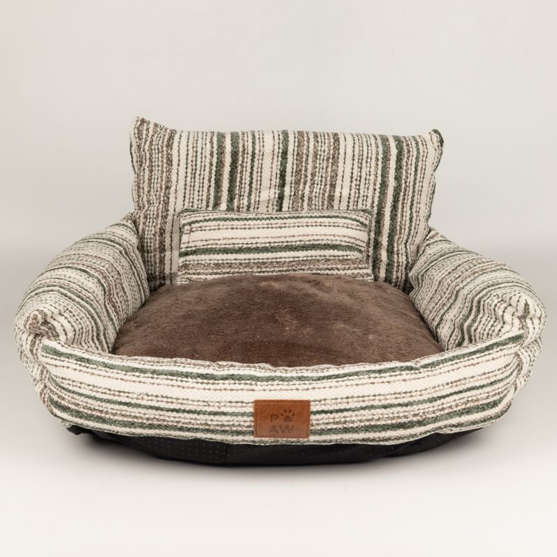 Cama para patitas - Sofá pequeño - Rayas marrones - 50x50x26cm