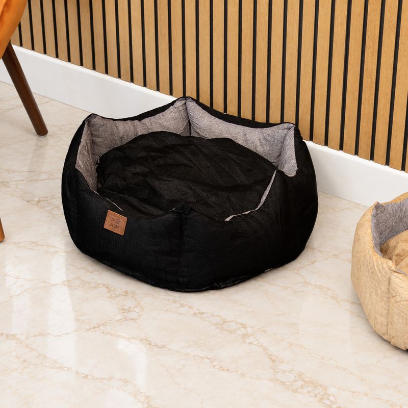 Cama de pata - Grande Corona Real - Negro y Gris - 50x50x26cm