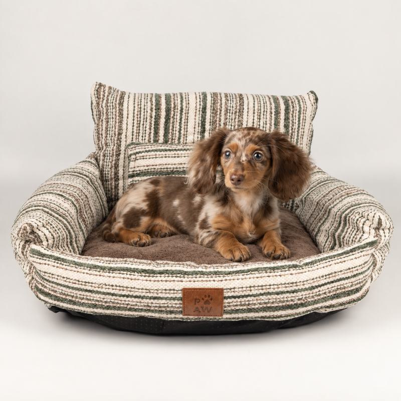 Cama para patitas - Sofá pequeño - Rayas marrones - 50x50x26cm