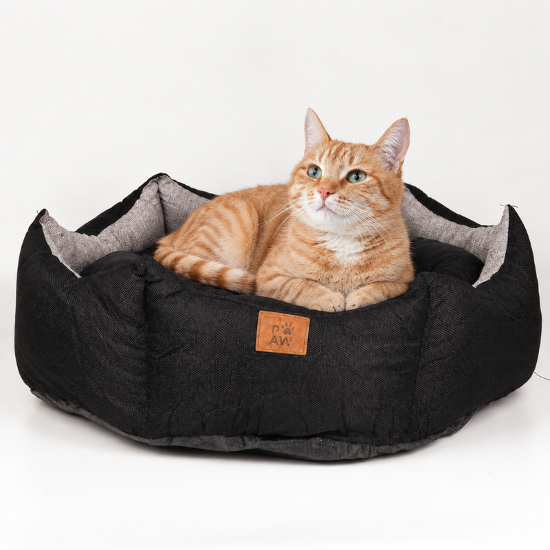 Cama de pata - Grande Corona Real - Negro y Gris - 50x50x26cm
