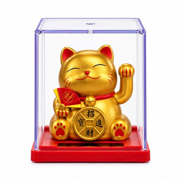 Mini Hucha Solar con forma de Gato - Dorada
