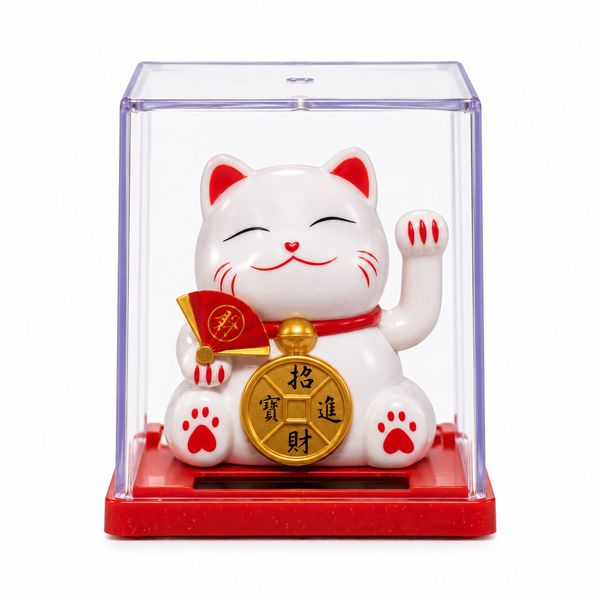 Mini Hucha Solar con forma de Gato - Blanca