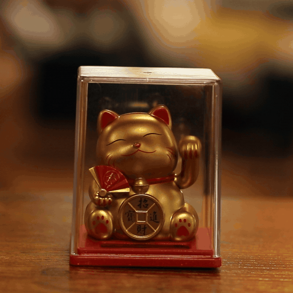 Mini Hucha Solar con forma de Gato - Dorada