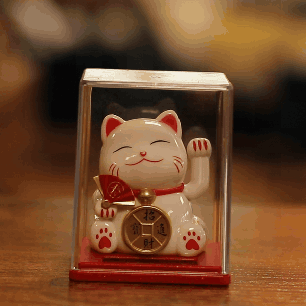 Mini Hucha Solar con forma de Gato - Blanca