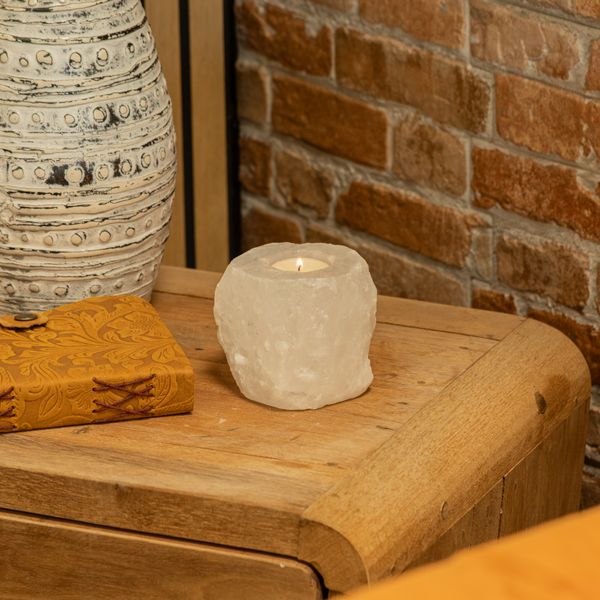 Portavelas de Sal del Himalaya de Cristal de Roca 600-800g