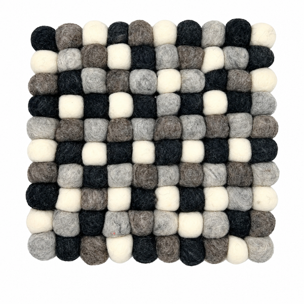 Mantel individual Cuadrado de Bola de Fieltro - 20 cm, Color Gris Multicolor