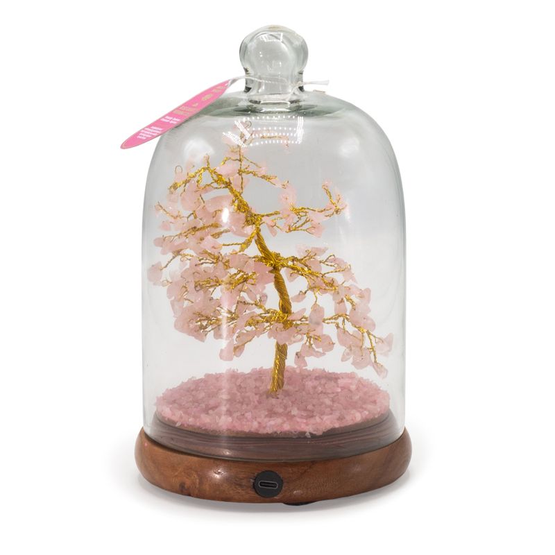 Jardín de cúpula con piedras preciosas - Cuarzo rosa y luces LED - 200 piedras