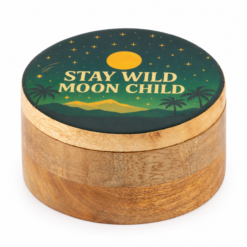Caja redonda esmaltada - Stay Wild Moon Child
