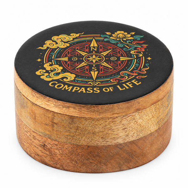 Caja Redonda Esmaltada - Compass of Life