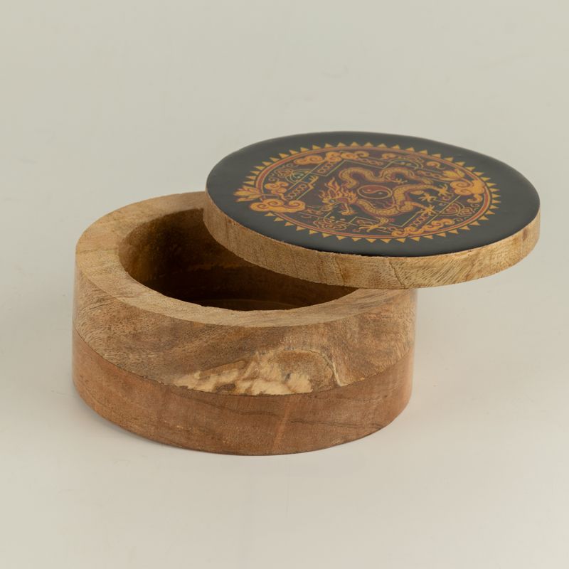 Caja redonda esmaltada - Dragón Yin Yang