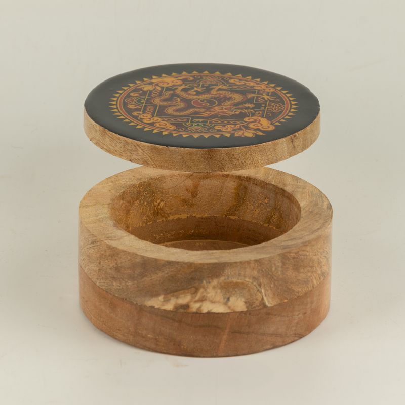 Caja redonda esmaltada - Dragón Yin Yang