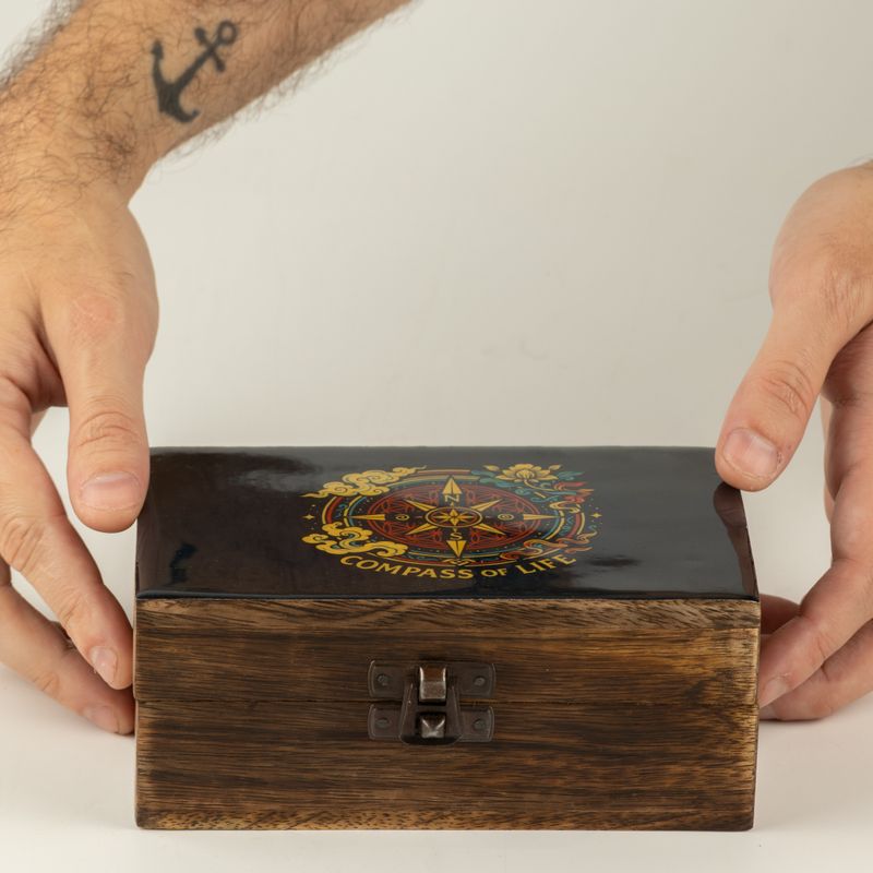 Caja esmaltada mediana - Brújula de la vida