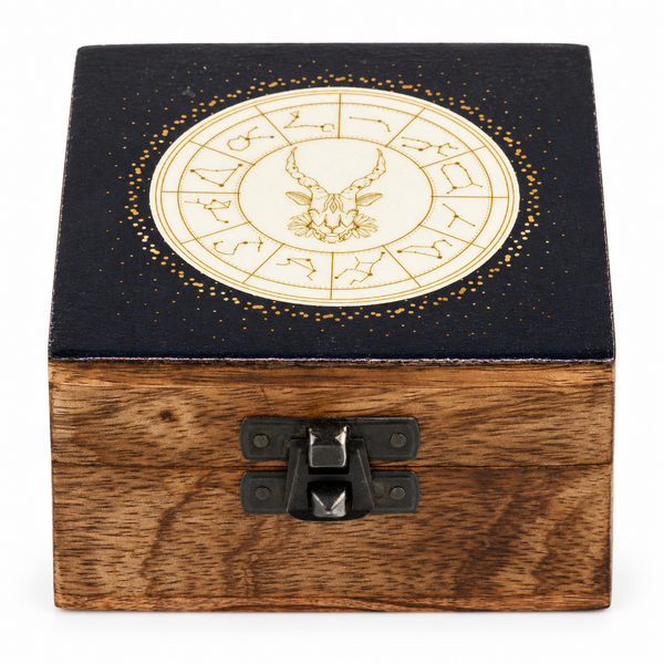 Caja de Madera Pequeña Esmaltada - Capricorn