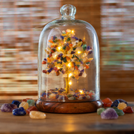 Jardín de cúpula con piedras preciosas - Siete chakras y luces LED - 200 piedras en chip