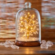 Jardín de cúpula con piedras preciosas - Cristal de cuarzo y luces LED - 200 piedras trituradas