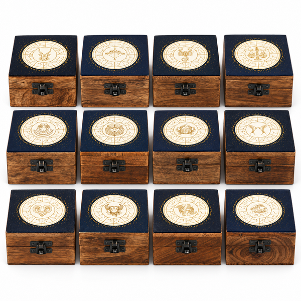 Pack Inicial de Cajas de Madera Pequeñas Esmaltadas del Zodiaco