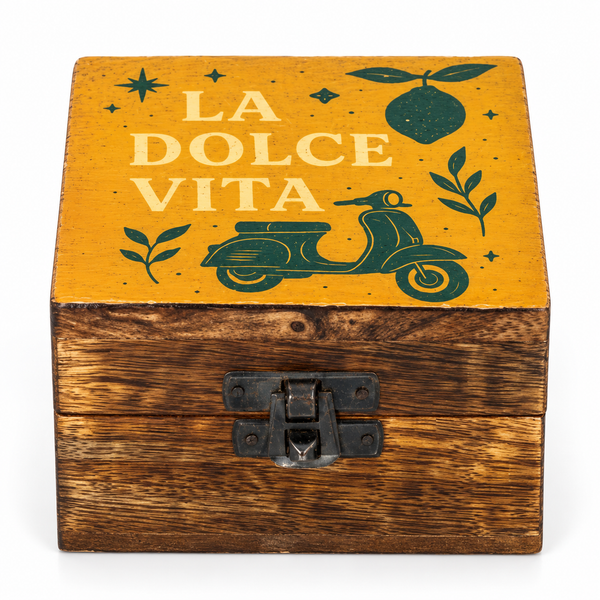 Caja de Madera Pequeña Esmaltada - La Dolce Vita