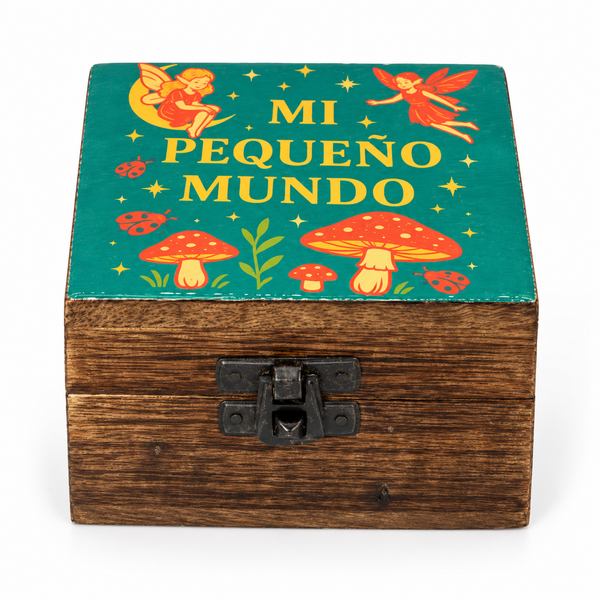 Caja de Madera Pequeña Esmaltada - Mi Pequeño Mundo