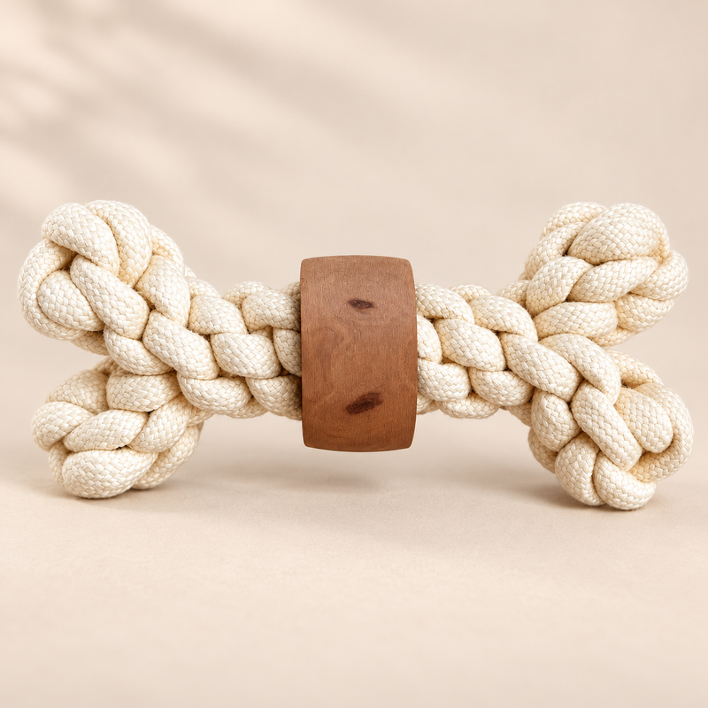 Juguetes P-AW - Mordedor de madera de café - Hueso con nudo