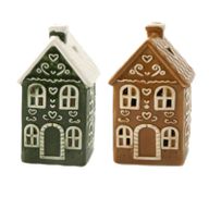 Portavelas de té navideño con forma de casa de jengibre - Casa urbana