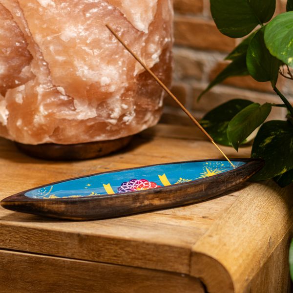 Porta Incienso Esmaltado - Madera de Mango - Mandala