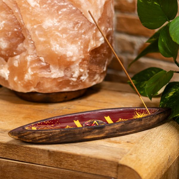 Porta Incienso Esmaltado - Madera de Mango- Pentágono