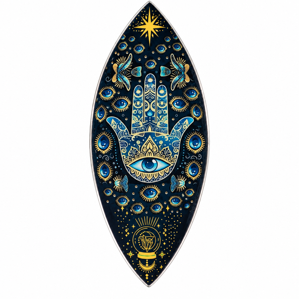 Porta incienso esmaltado - Aluminio - Hamsa Azul