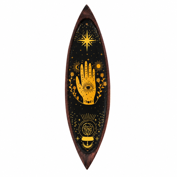 Porta Incienso Esmaltado - Madera de Mango- Hamsa