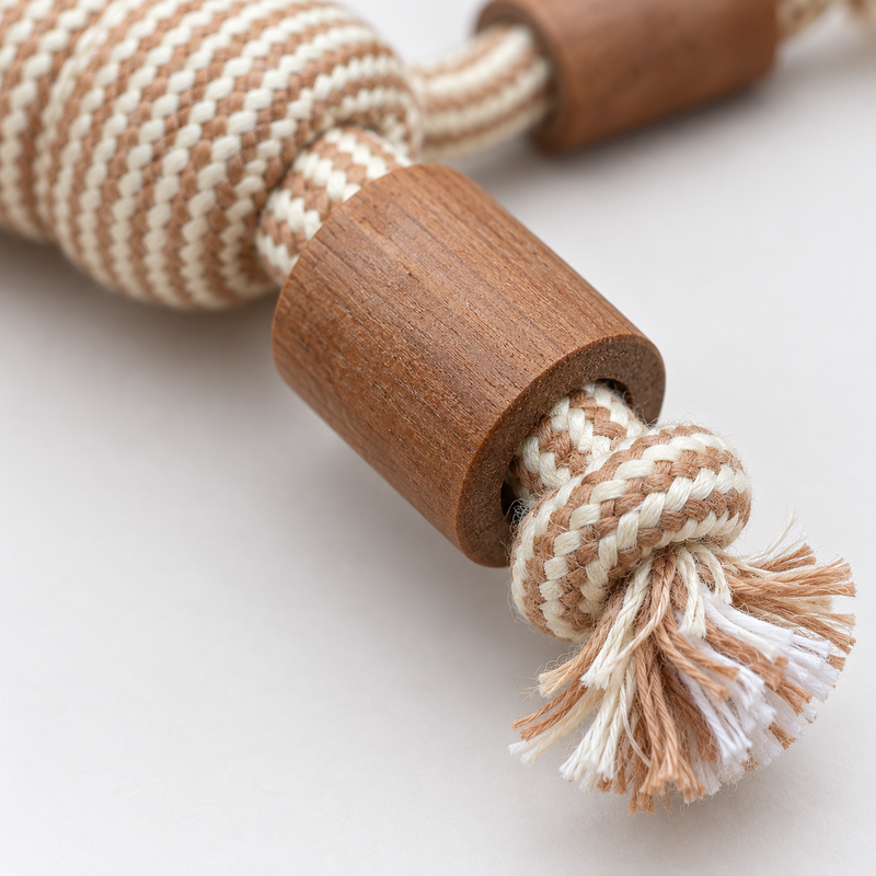 Juguetes P-AW - Mordedor de madera de café - Rope Ranger - Pelota