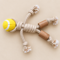 Juguetes P-AW - Mordedor de madera de café - Rope Ranger - Pelota