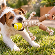 Juguetes P-AW - Mordedor de madera de café - Rope Ranger - Pelota