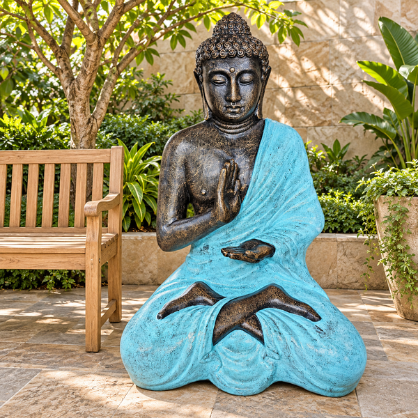 Buda Turquesa y Piedra Grande Meditando en Stupa