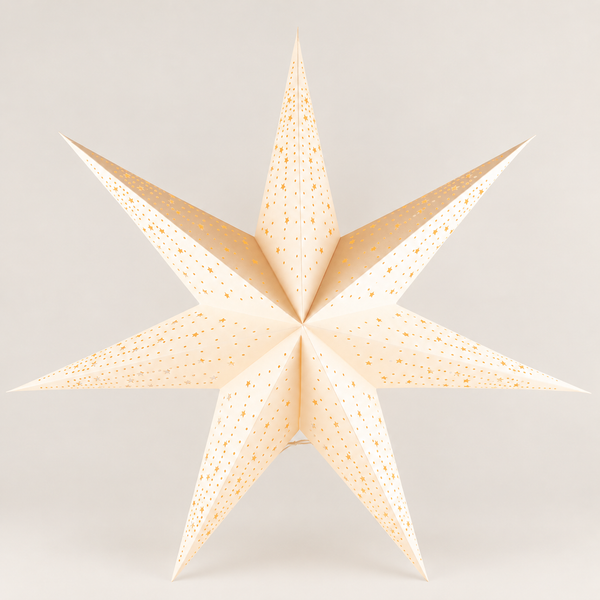 Pantalla de lámpara de estrella de papel – Crema calmante – Siete puntas – 60 cm