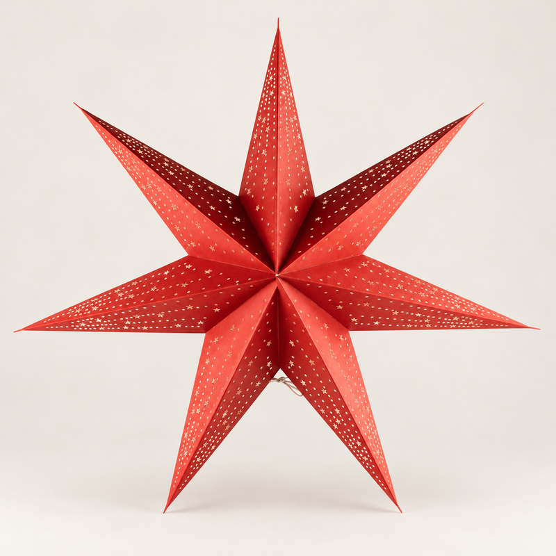 Lámpara de estrella – Rojo de la suerte – Siete puntas – 60 cm