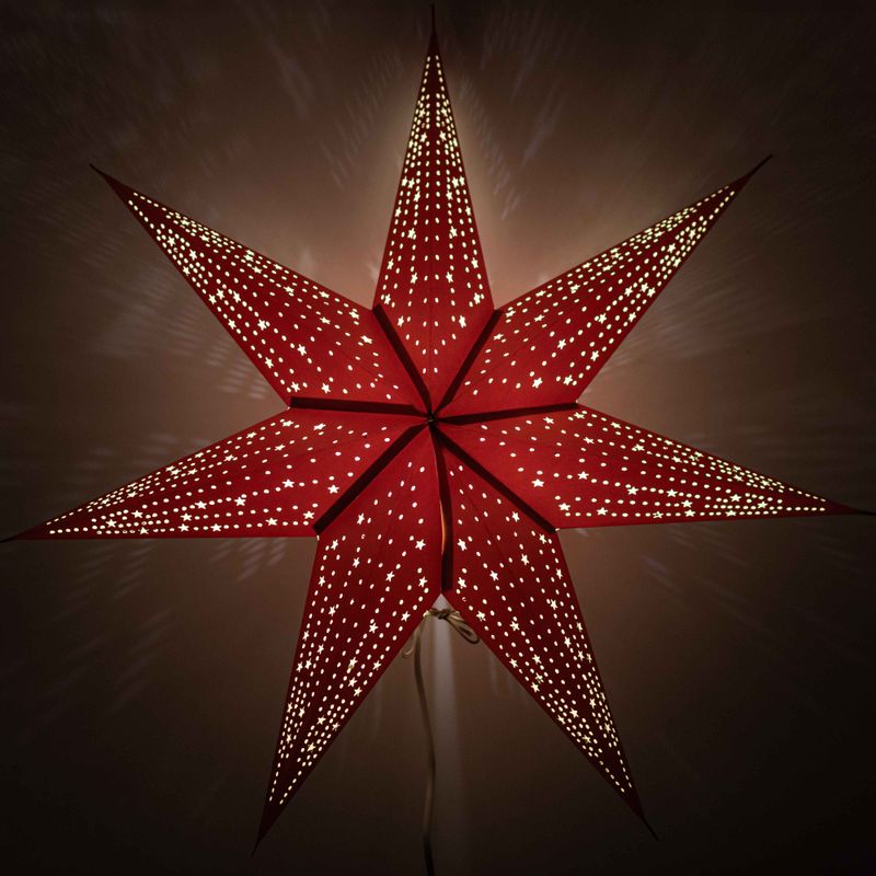Lámpara de estrella – Rojo de la suerte – Siete puntas – 60 cm