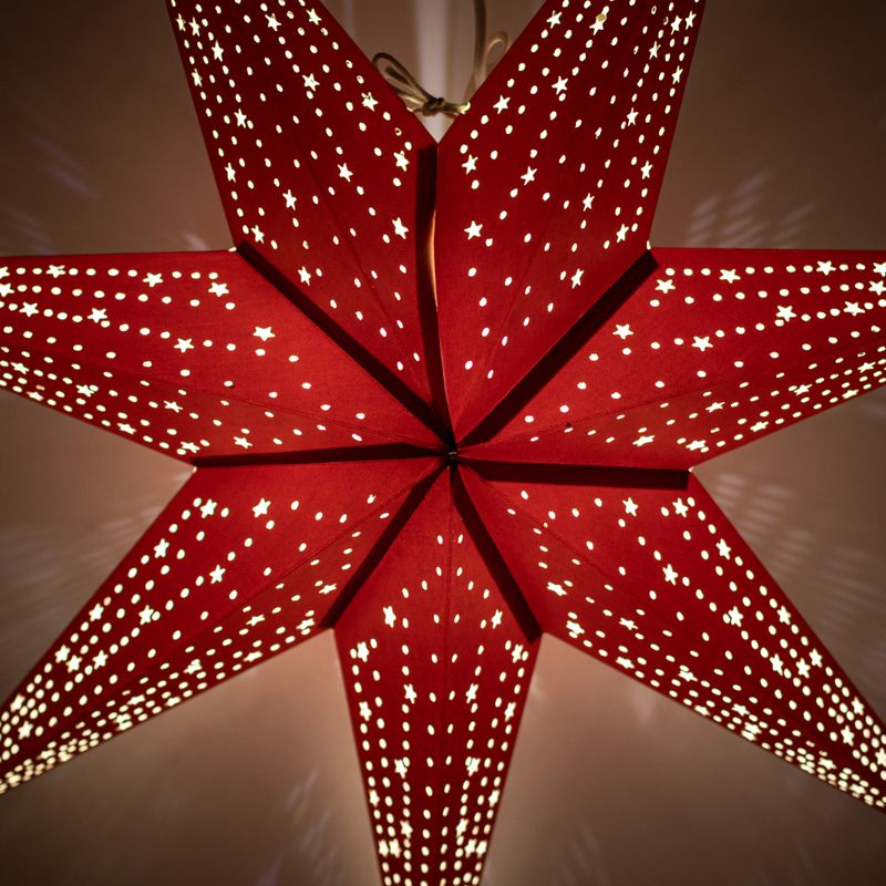 Lámpara de estrella – Rojo de la suerte – Siete puntas – 60 cm