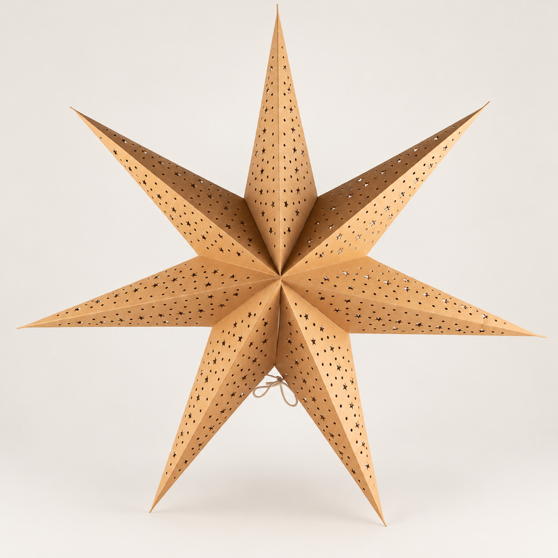 Lámpara de estrella – Marrón natural – Siete puntas – 60 cm