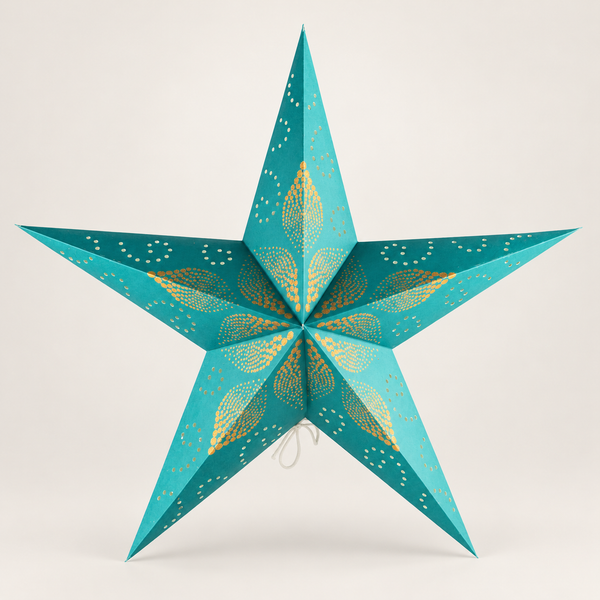 Pantalla de lámpara de estrella de papel – Festival verde – Cinco puntas – 60 cm
