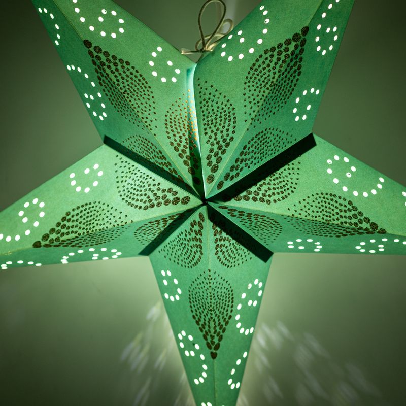 Lámpara de estrella – Festival verde – Cinco puntas – 60 cm